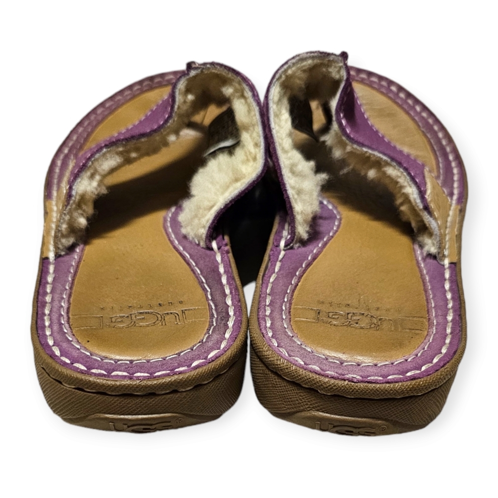 Ugg Leather Purple Thong Sherpa Lined Comfort Sandal - Picture 3 of 11